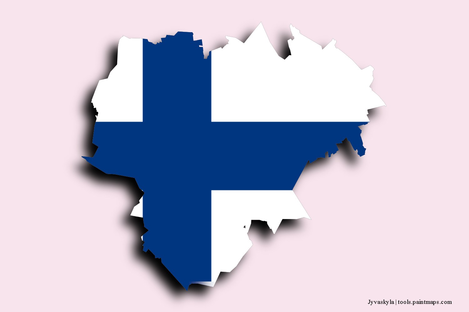 flag map of Jyvaskyla with 3D shadow effect