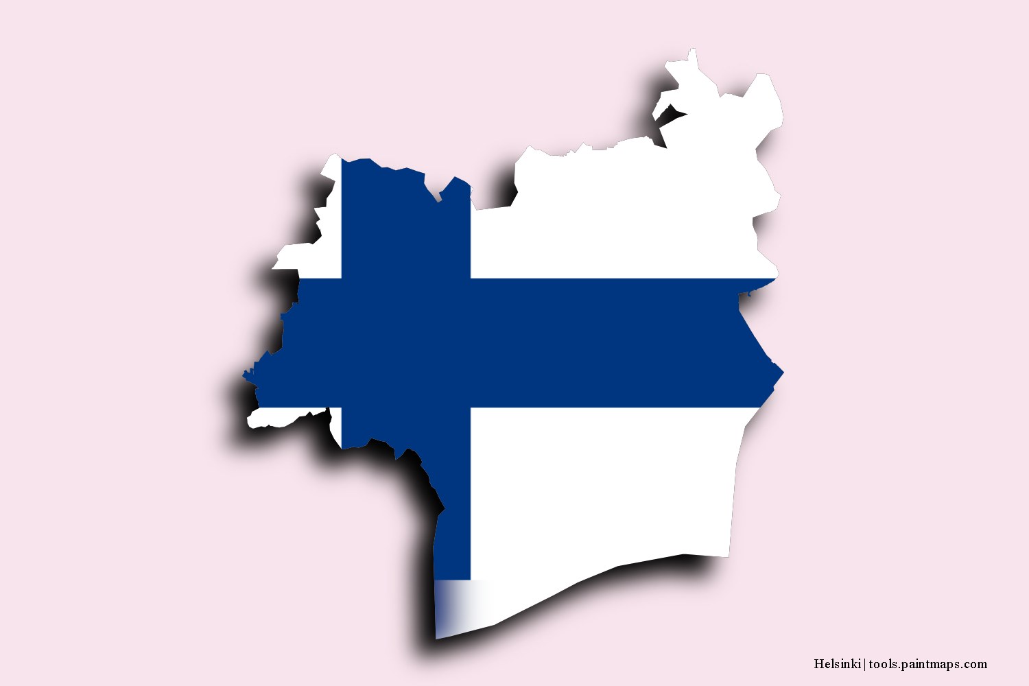 Mapa de la bandera de Helsinki con efecto de sombra 3D