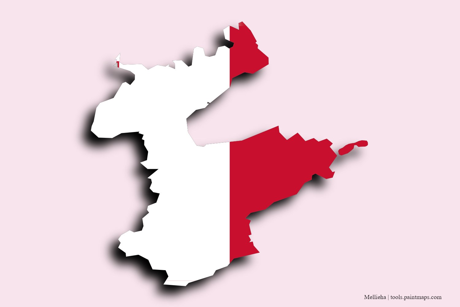 Mapa de la bandera de Mellieha con efecto de sombra 3D