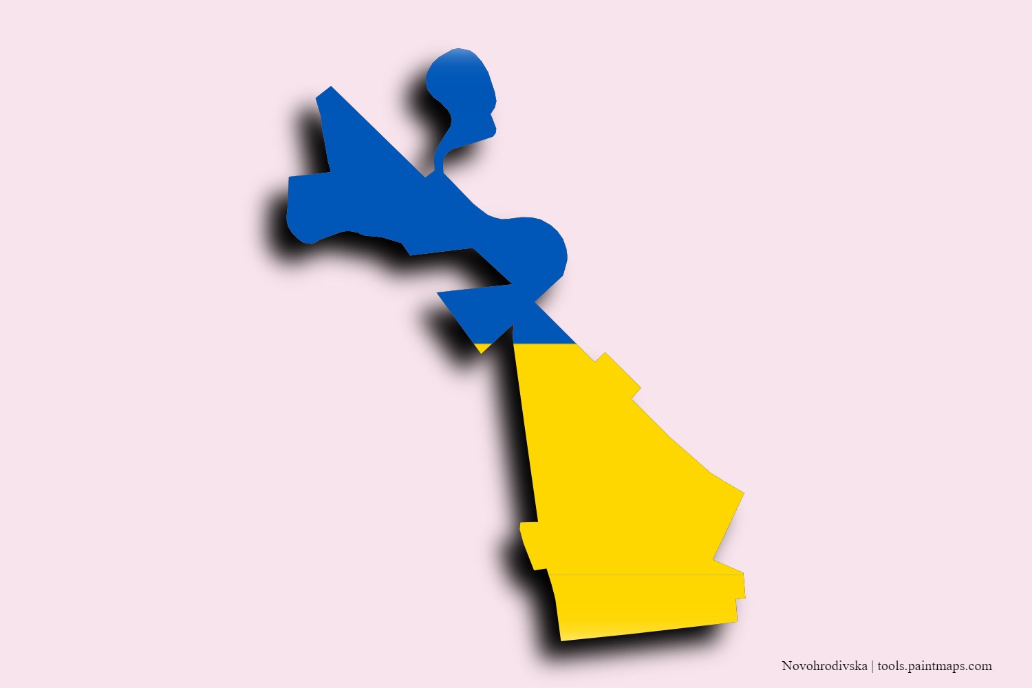 Mapa de la bandera de Novohrodivska con efecto de sombra 3D