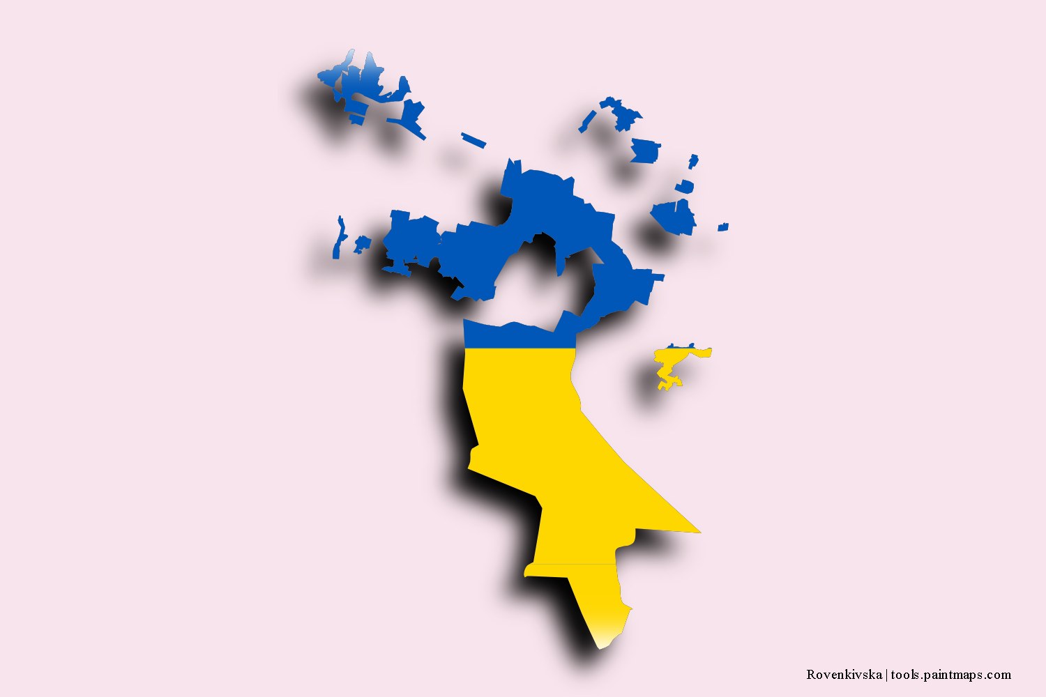 Mapa de la bandera de Rovenkivska con efecto de sombra 3D