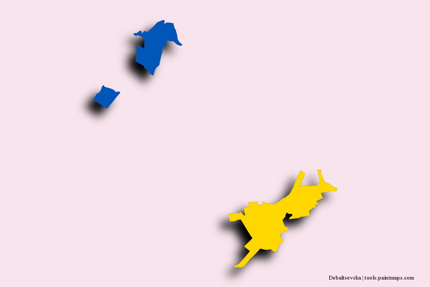 Mapa de la bandera de Debaltsevcka con efecto de sombra 3D