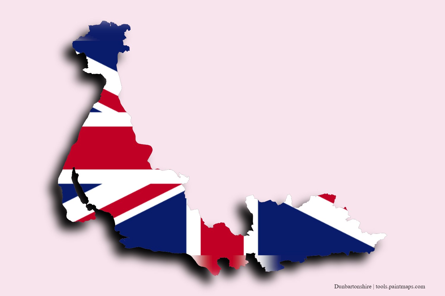 Mapa de la bandera de Dunbartonshire con efecto de sombra 3D