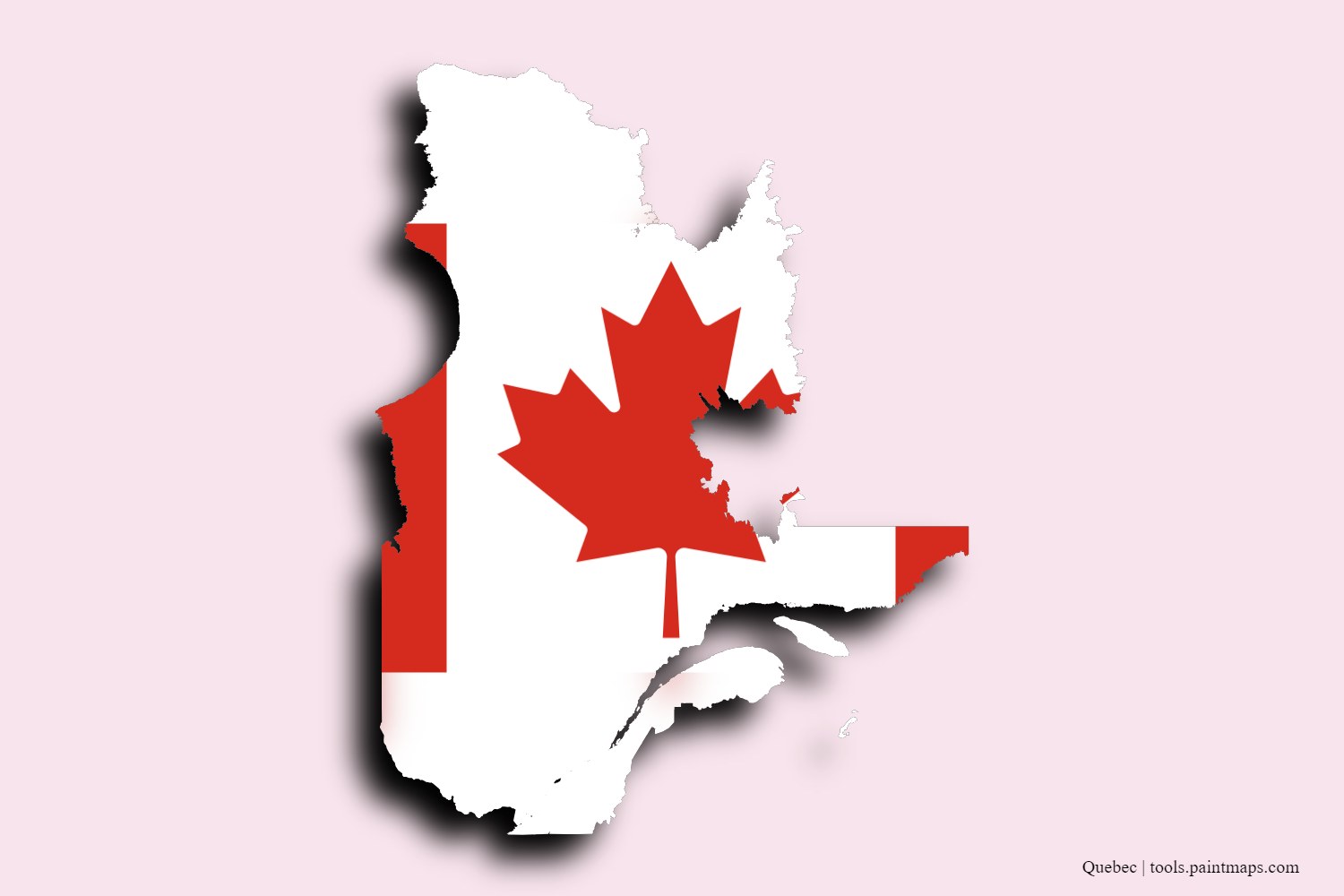 flag map of Quebec with 3D shadow effect