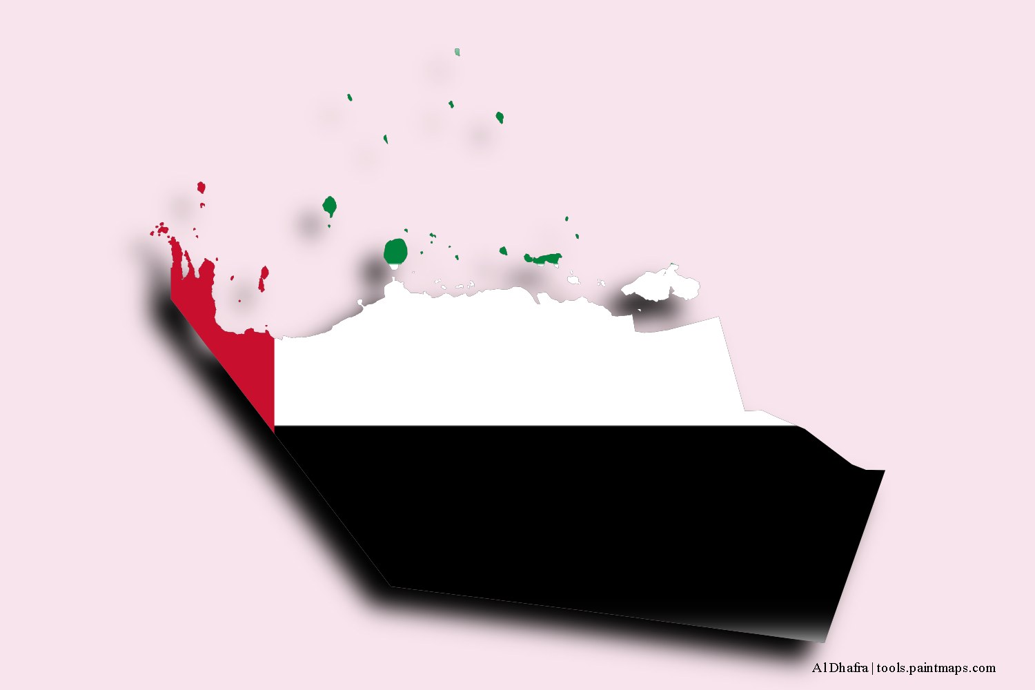 Mapa de la bandera de Al Dhafra con efecto de sombra 3D