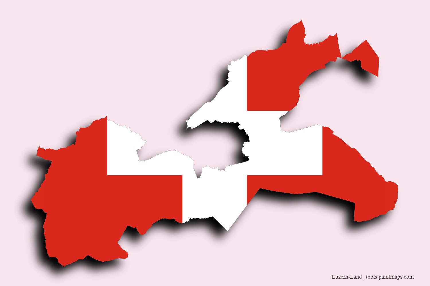 Mapa de la bandera de Luzern-Land con efecto de sombra 3D