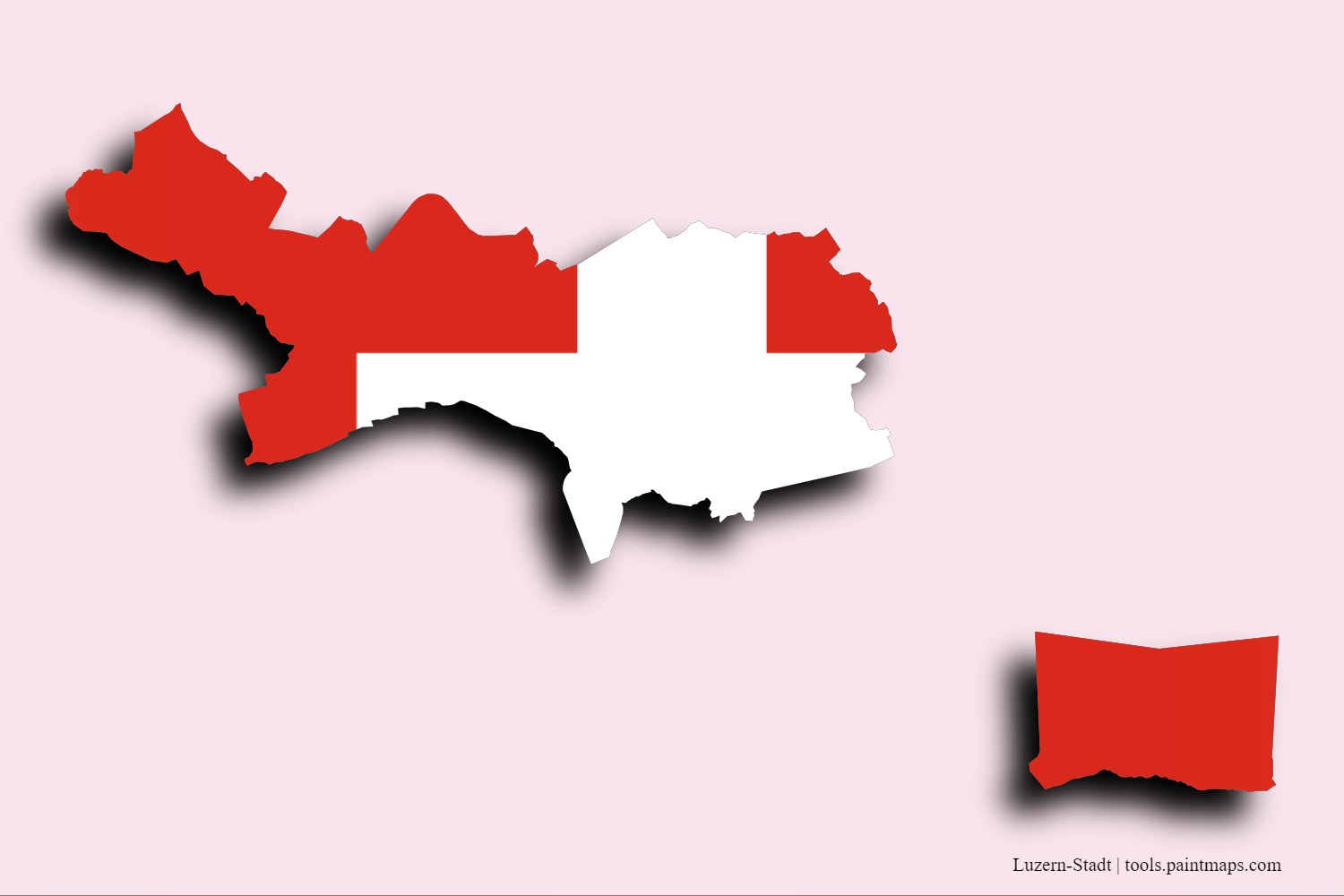 flag map of Luzern-Stadt with 3D shadow effect