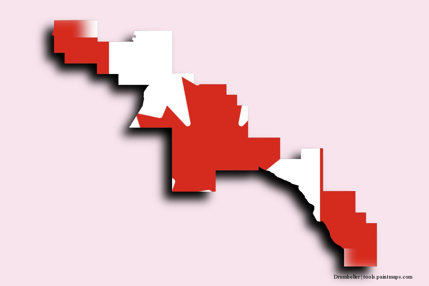 Mapa de la bandera de Drumheller con efecto de sombra 3D