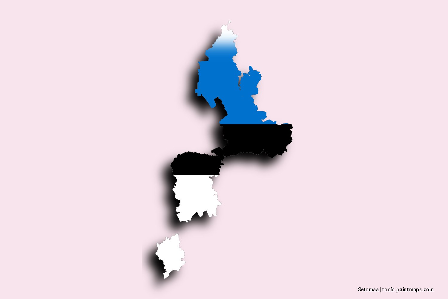 Mapa de la bandera de Setomaa con efecto de sombra 3D