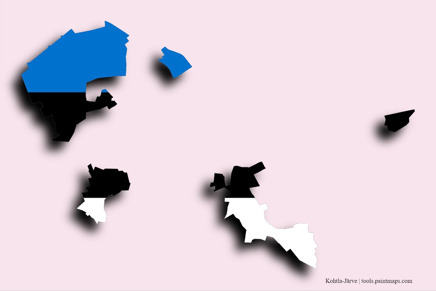 Mapa de la bandera de Kohtla-Järve con efecto de sombra 3D