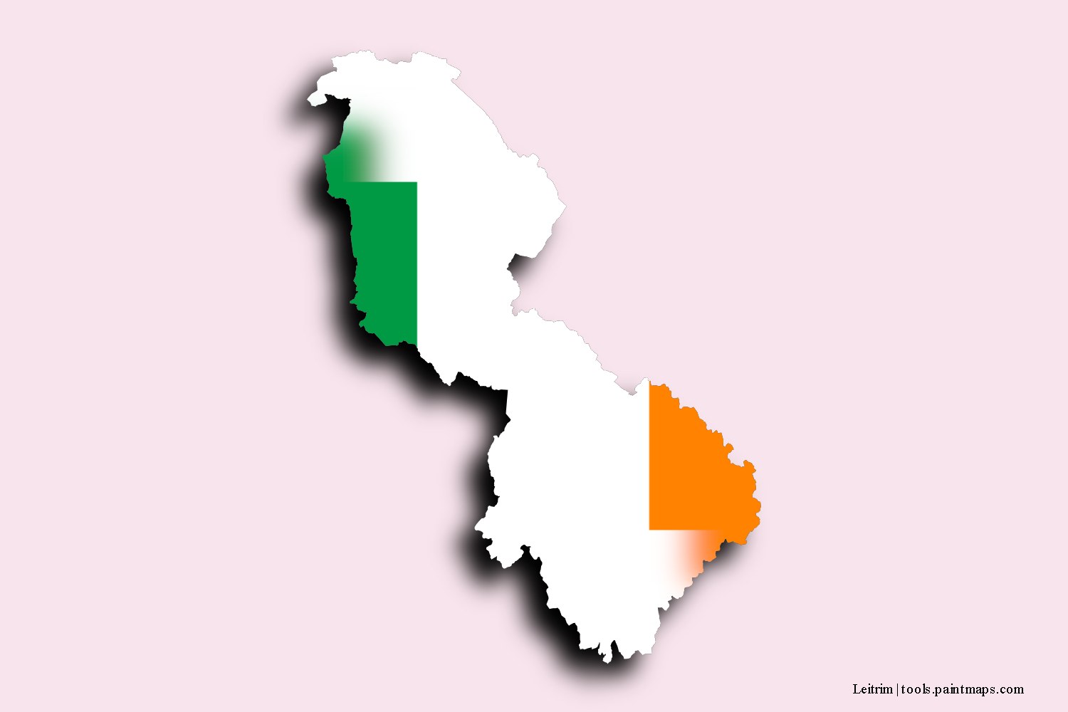 Mapa de la bandera de Leitrim con efecto de sombra 3D