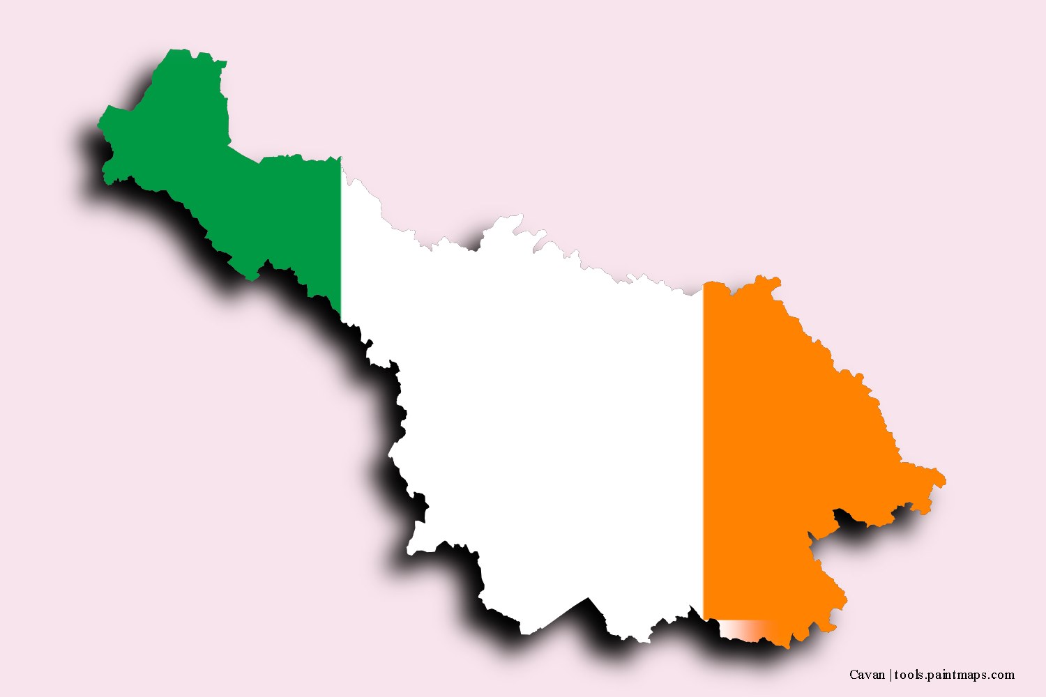 flag map of Cavan with 3D shadow effect