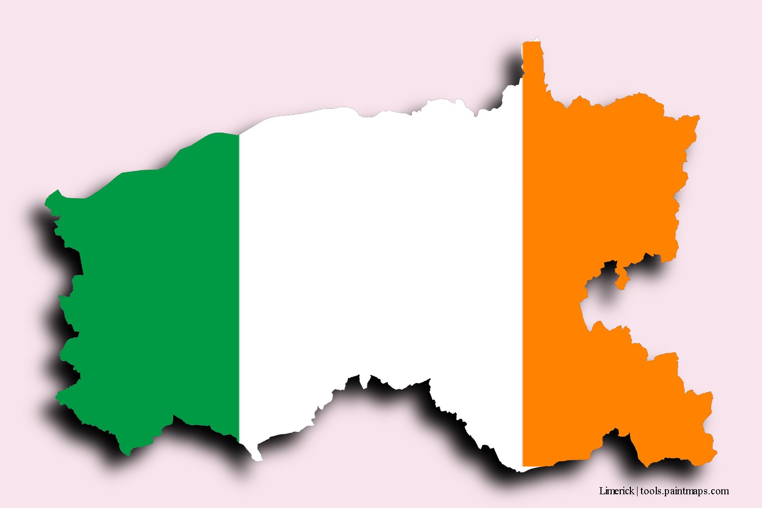 Mapa de la bandera de Limerick con efecto de sombra 3D