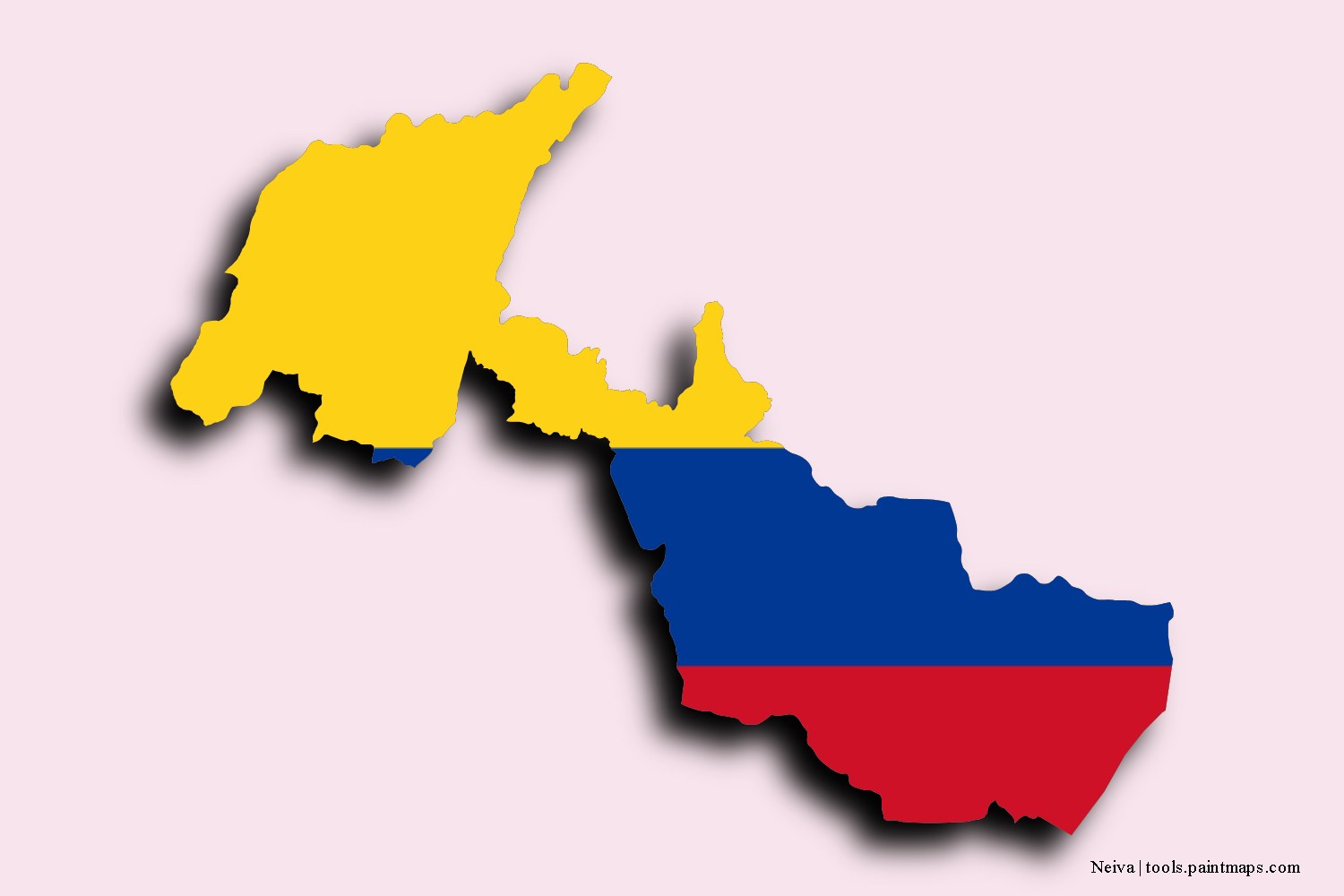 flag map of Neiva with 3D shadow effect