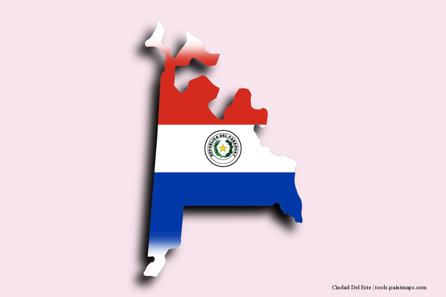 flag map of Ciudad del Este with 3D shadow effect