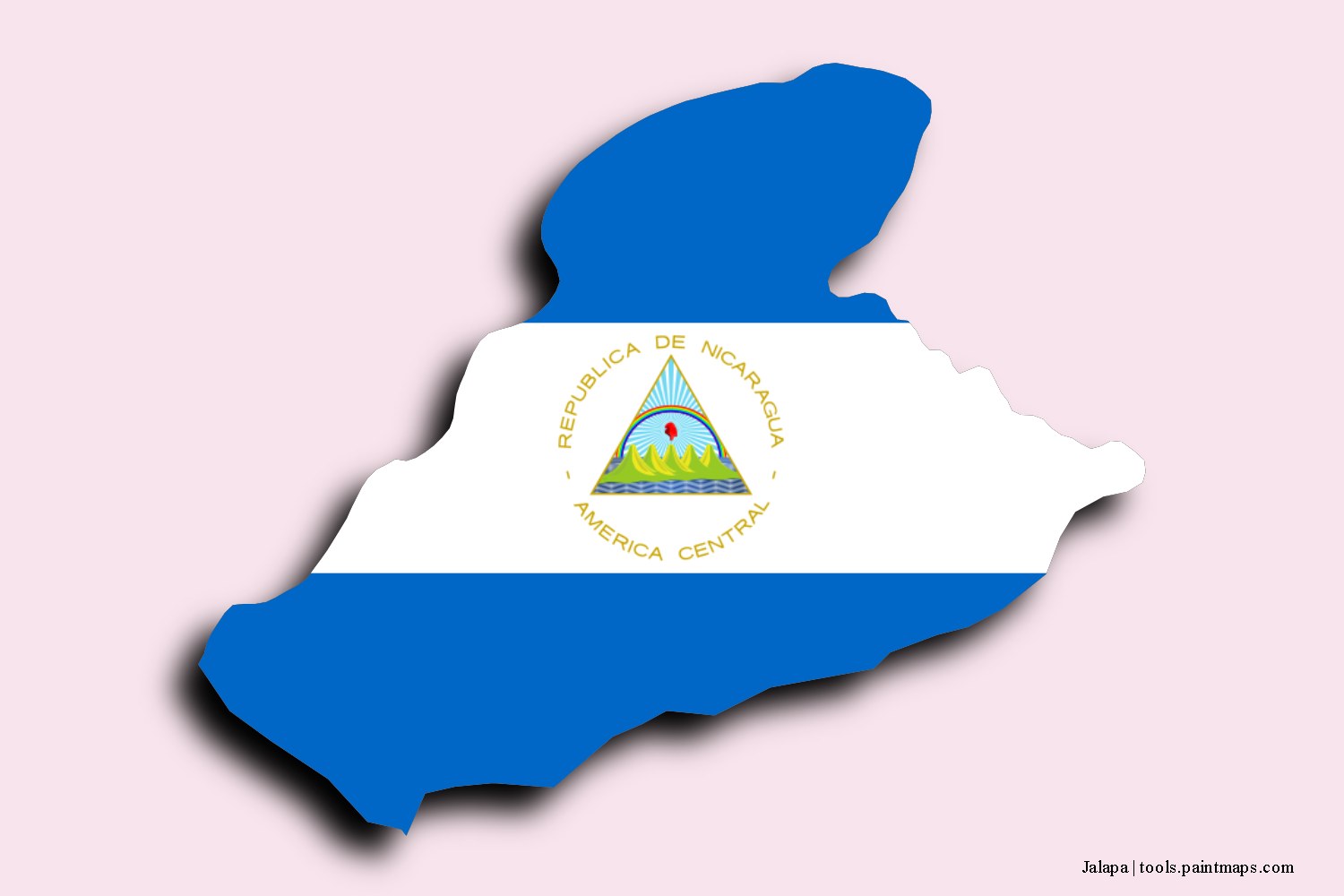 Mapa de la bandera de Jalapa con efecto de sombra 3D