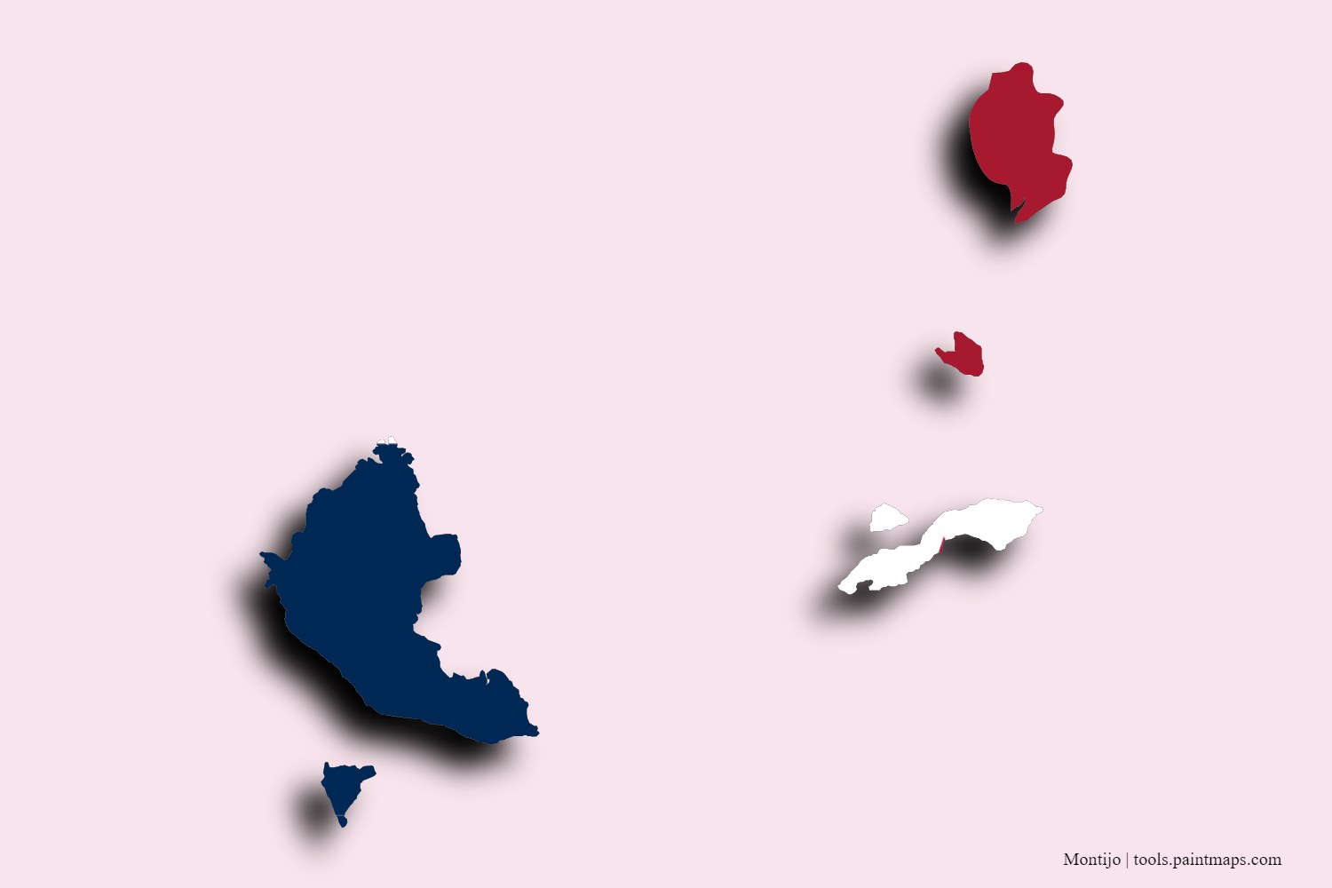 Mapa de la bandera de Montijo con efecto de sombra 3D