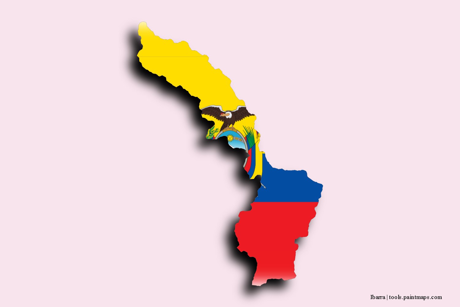 Mapa de la bandera de Ibarra con efecto de sombra 3D