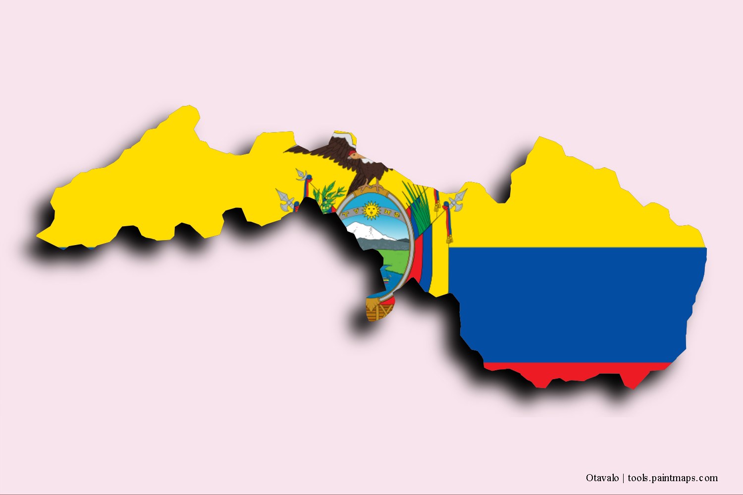 flag map of Otavalo with 3D shadow effect