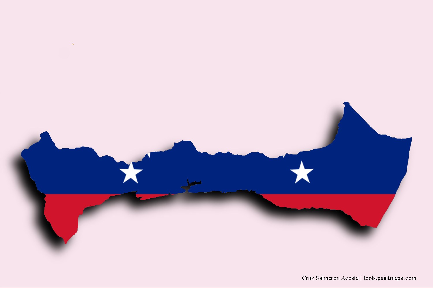 flag map of Cruz Salmerón Acosta with 3D shadow effect