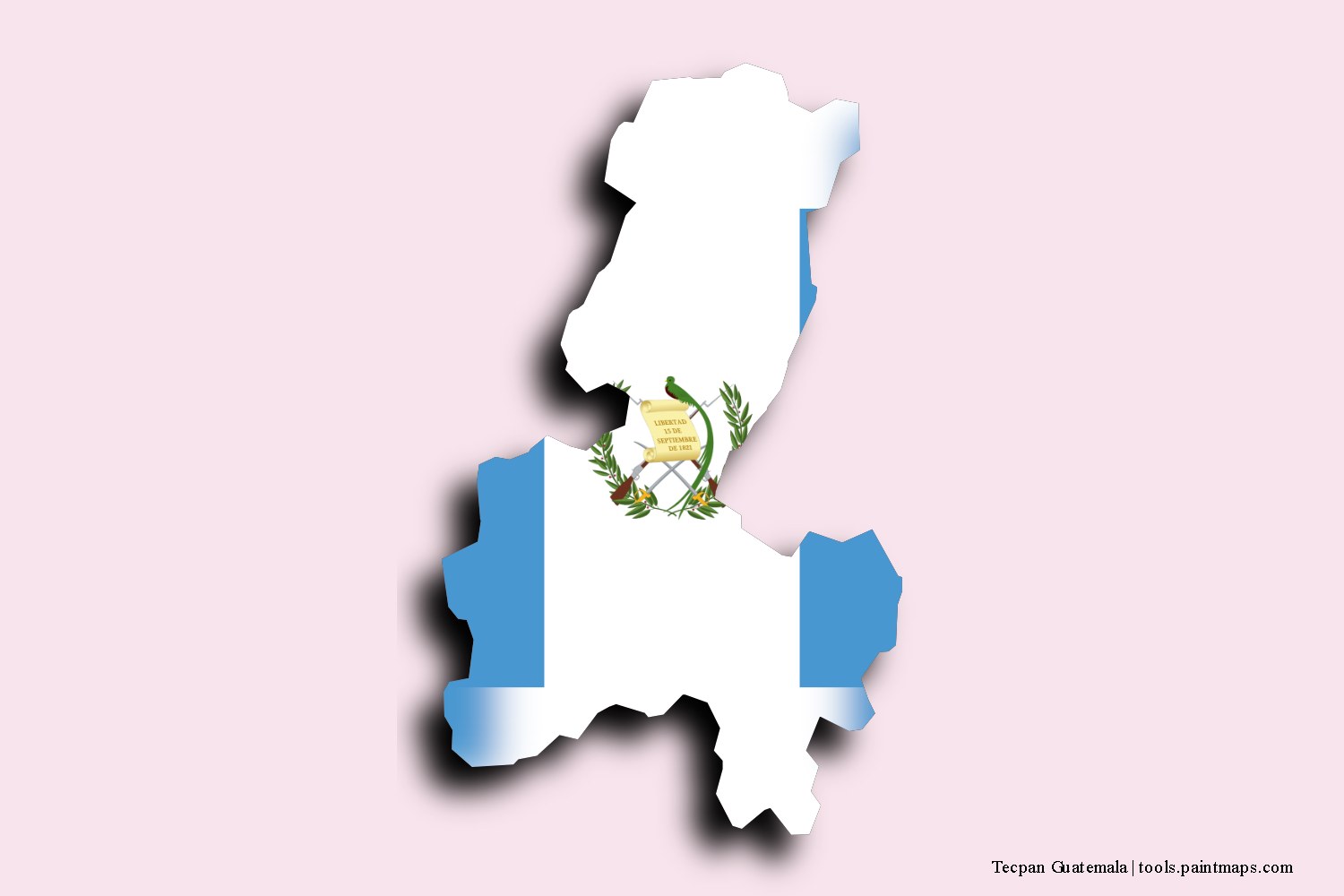 Mapa de la bandera de Tecpan Guatemala con efecto de sombra 3D