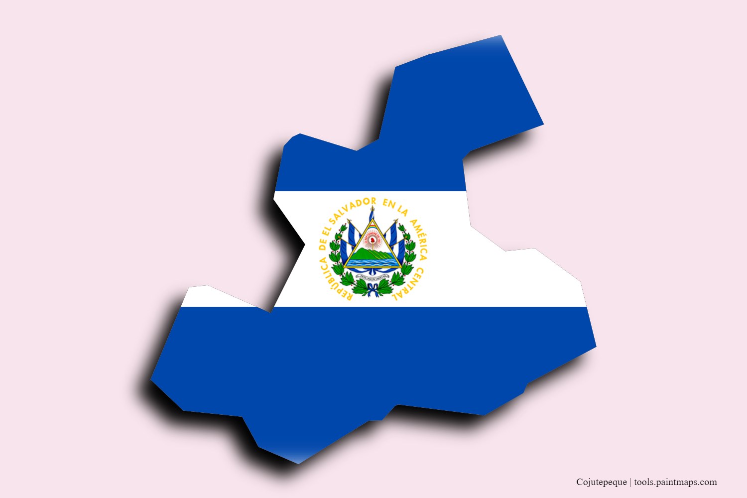 flag map of Cojutepeque with 3D shadow effect