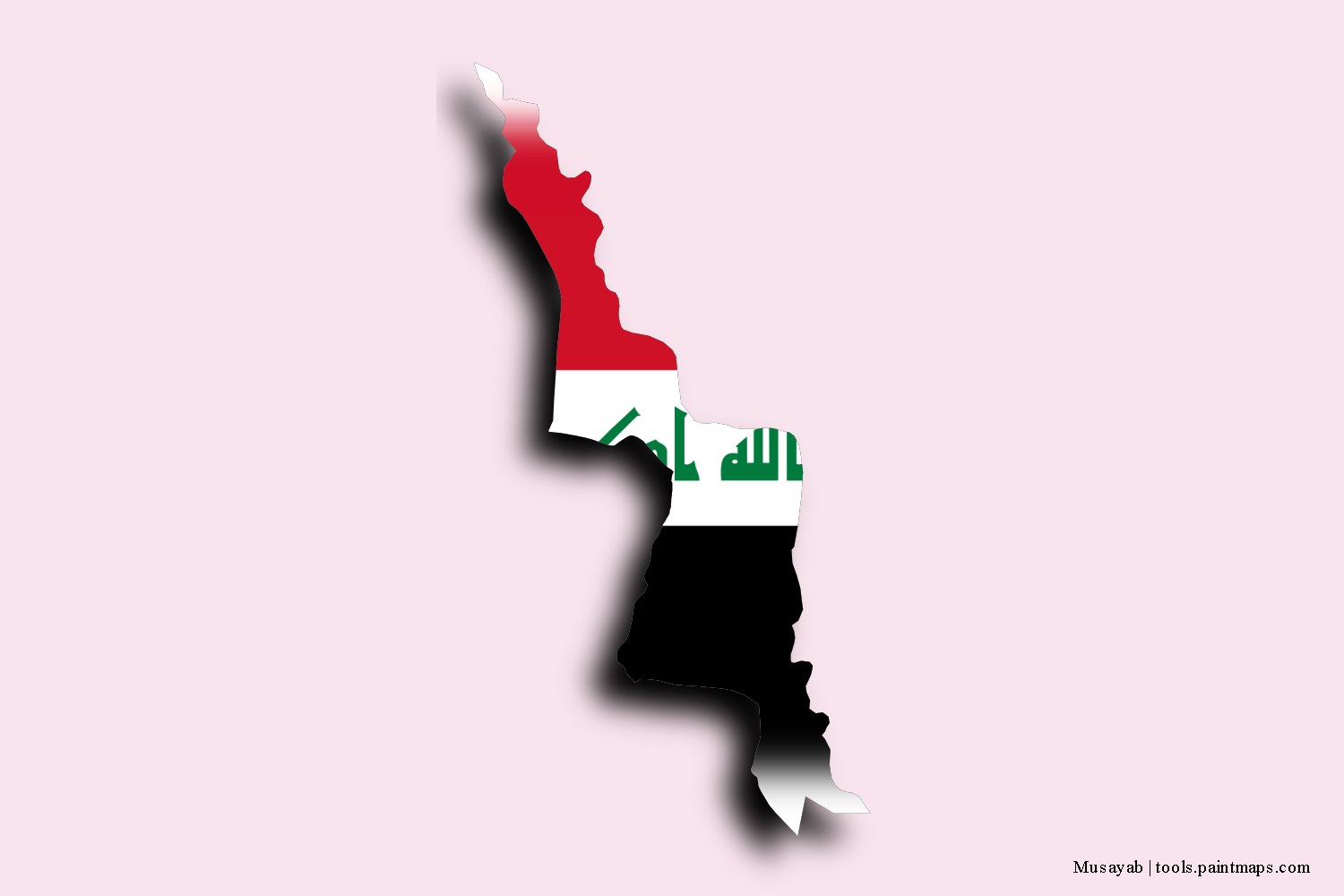 flag map of Musayab with 3D shadow effect