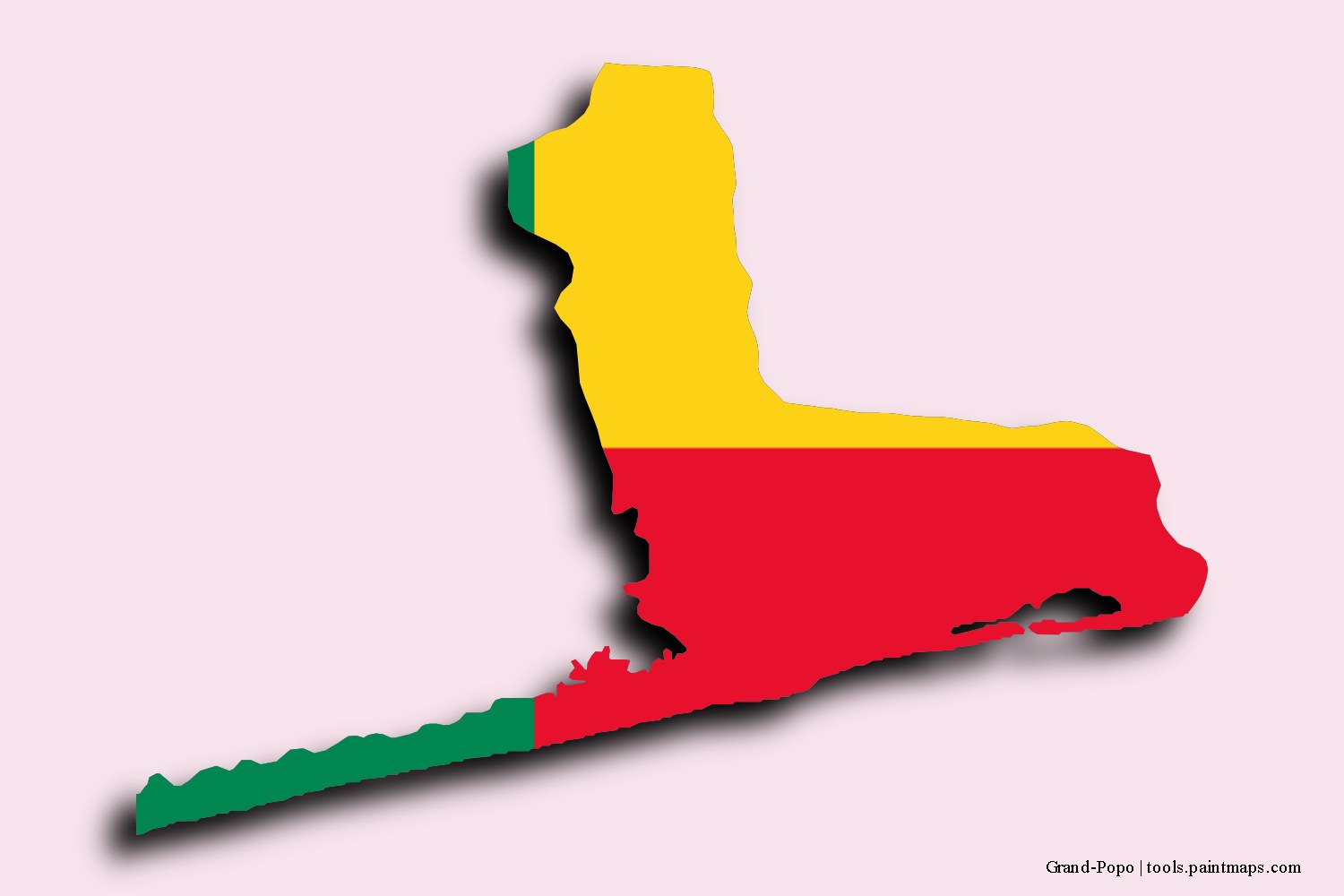 Mapa de la bandera de Grand-Popo con efecto de sombra 3D