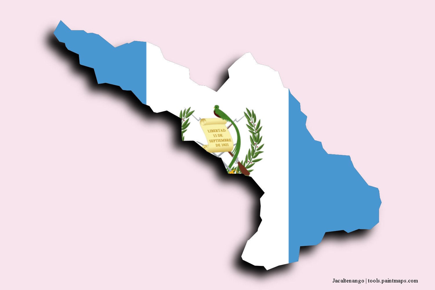 Mapa de la bandera de Jacaltenango con efecto de sombra 3D