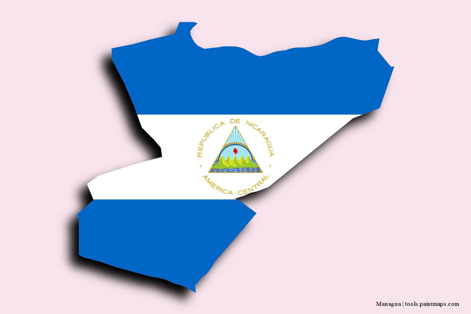 Mapa de la bandera de Managua con efecto de sombra 3D