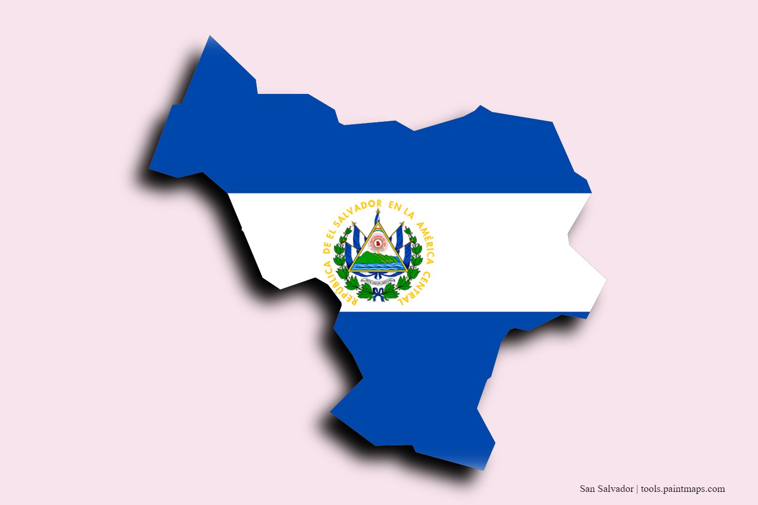 flag map of San Salvador with 3D shadow effect