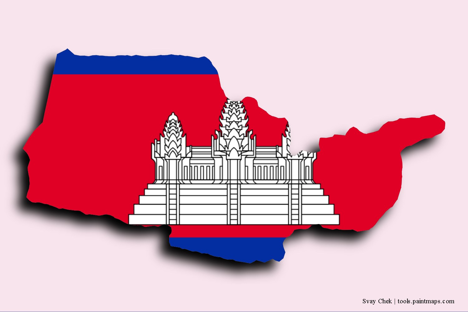 Mapa de la bandera de Svay Chek con efecto de sombra 3D