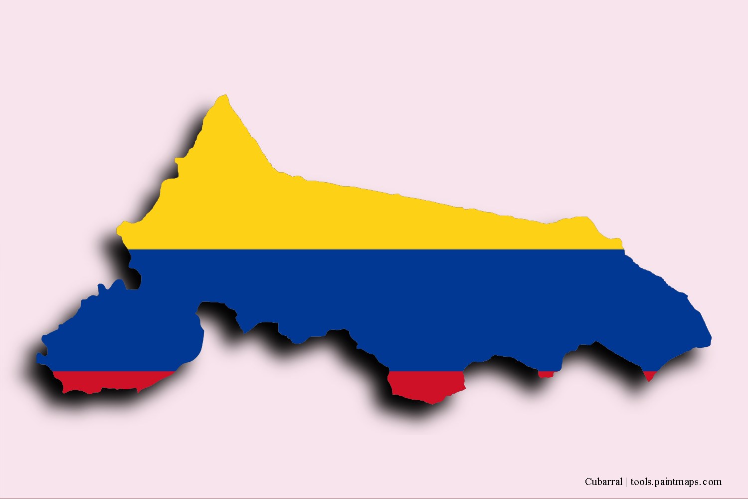 Mapa de la bandera de Cubarral con efecto de sombra 3D