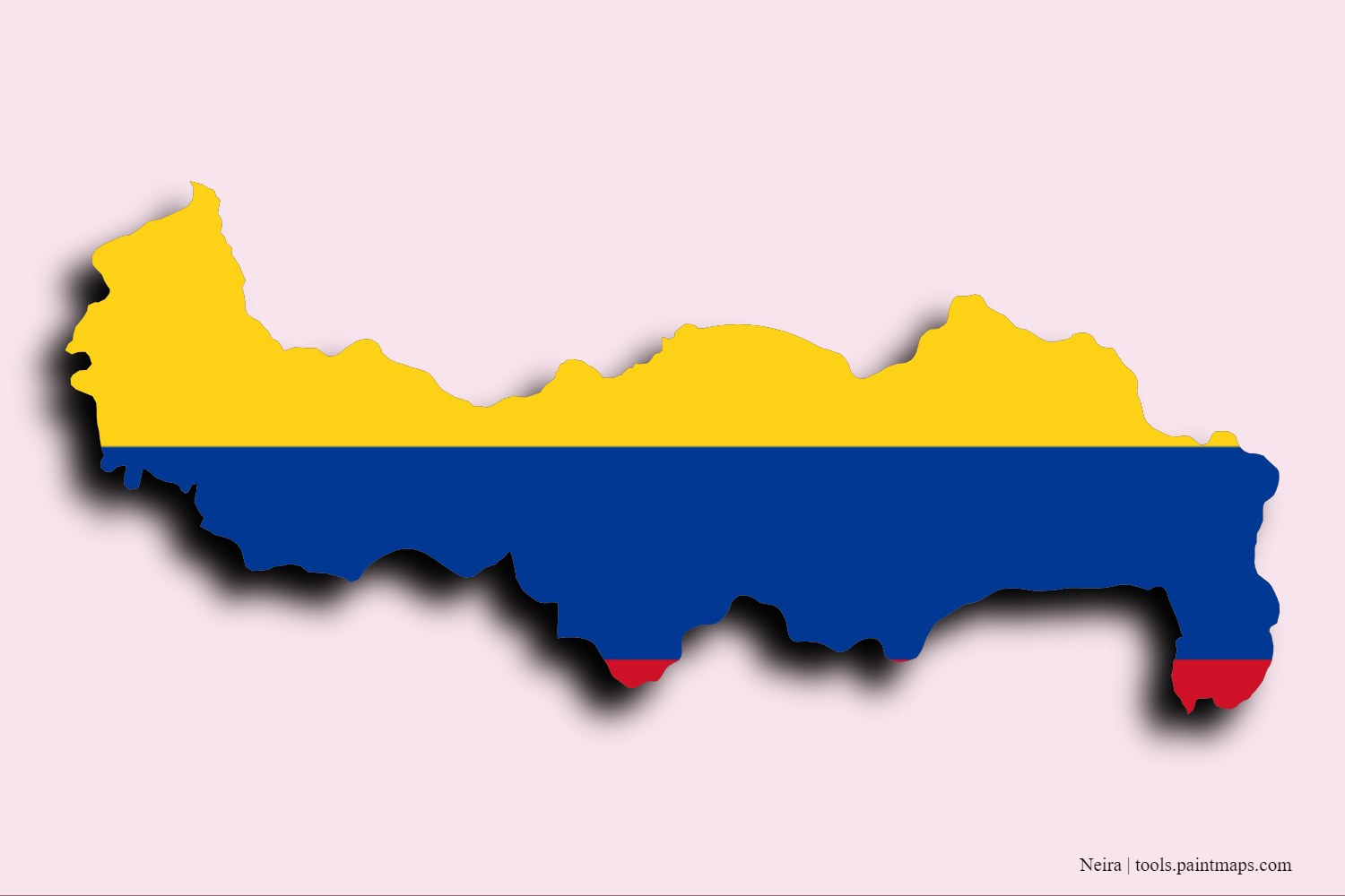 Mapa de la bandera de Neira con efecto de sombra 3D