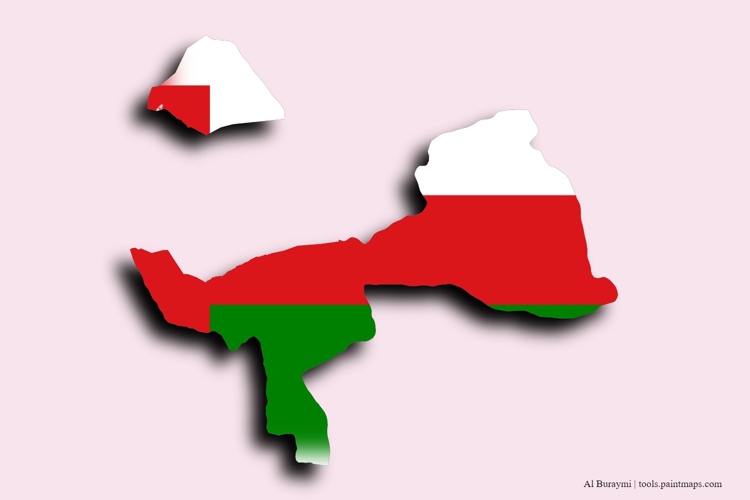 Mapa de la bandera de Al Buraymi con efecto de sombra 3D