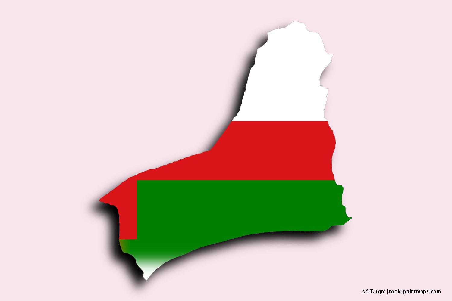 flag map of Ad Duqm with 3D shadow effect