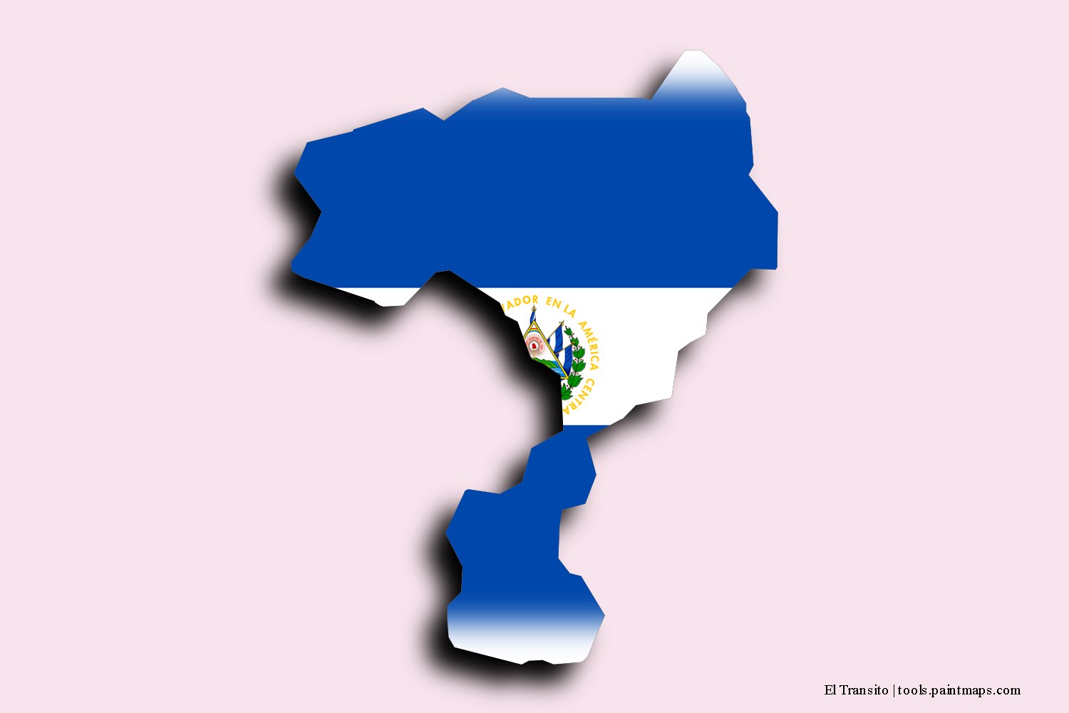 flag map of El Tránsito with 3D shadow effect