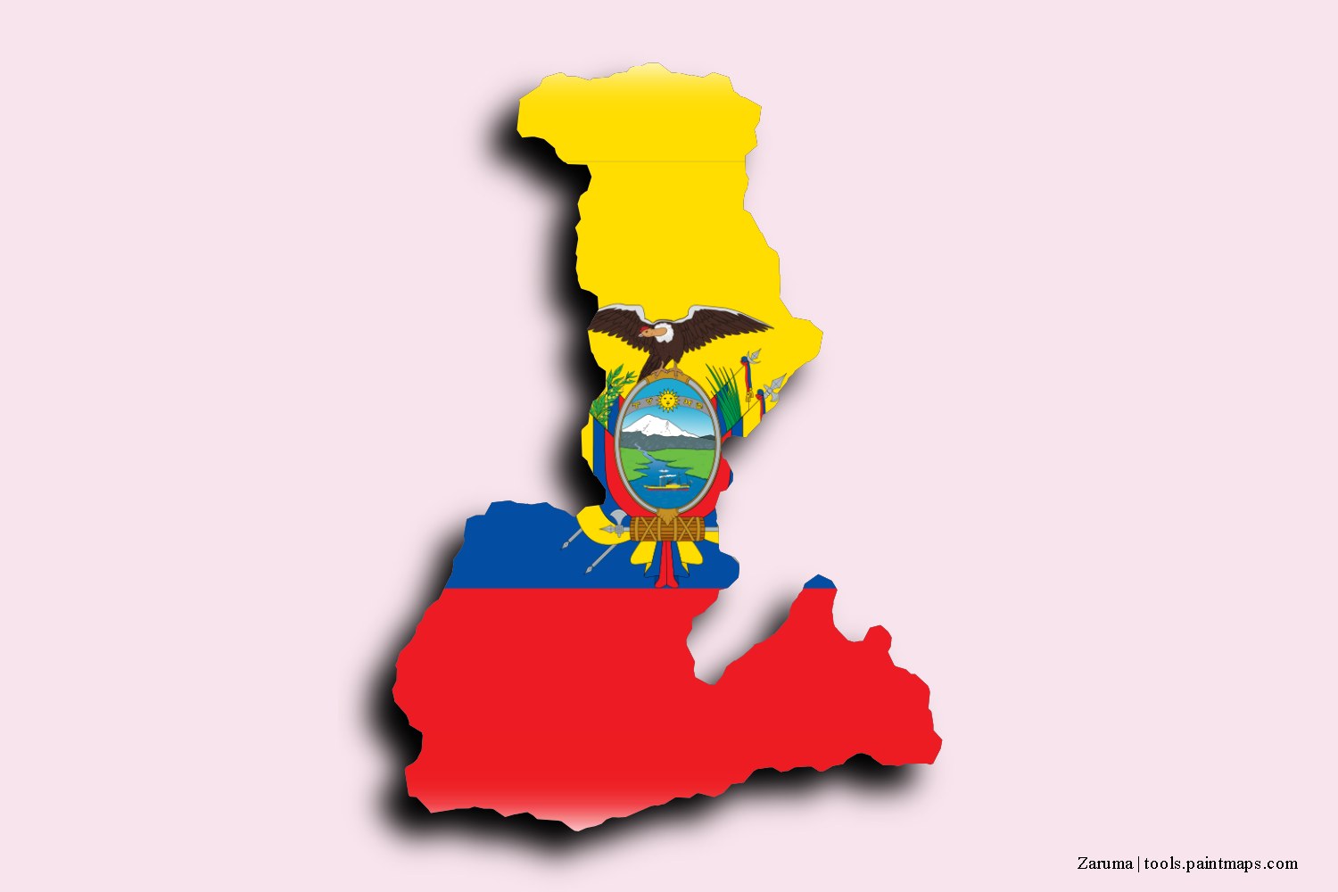 Mapa de la bandera de Zaruma con efecto de sombra 3D