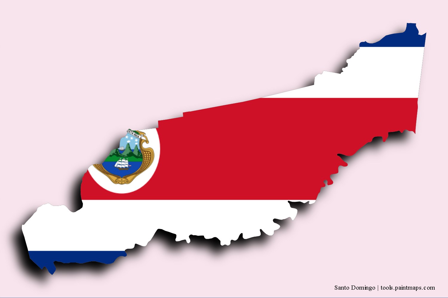 flag map of Santo Domingo with 3D shadow effect