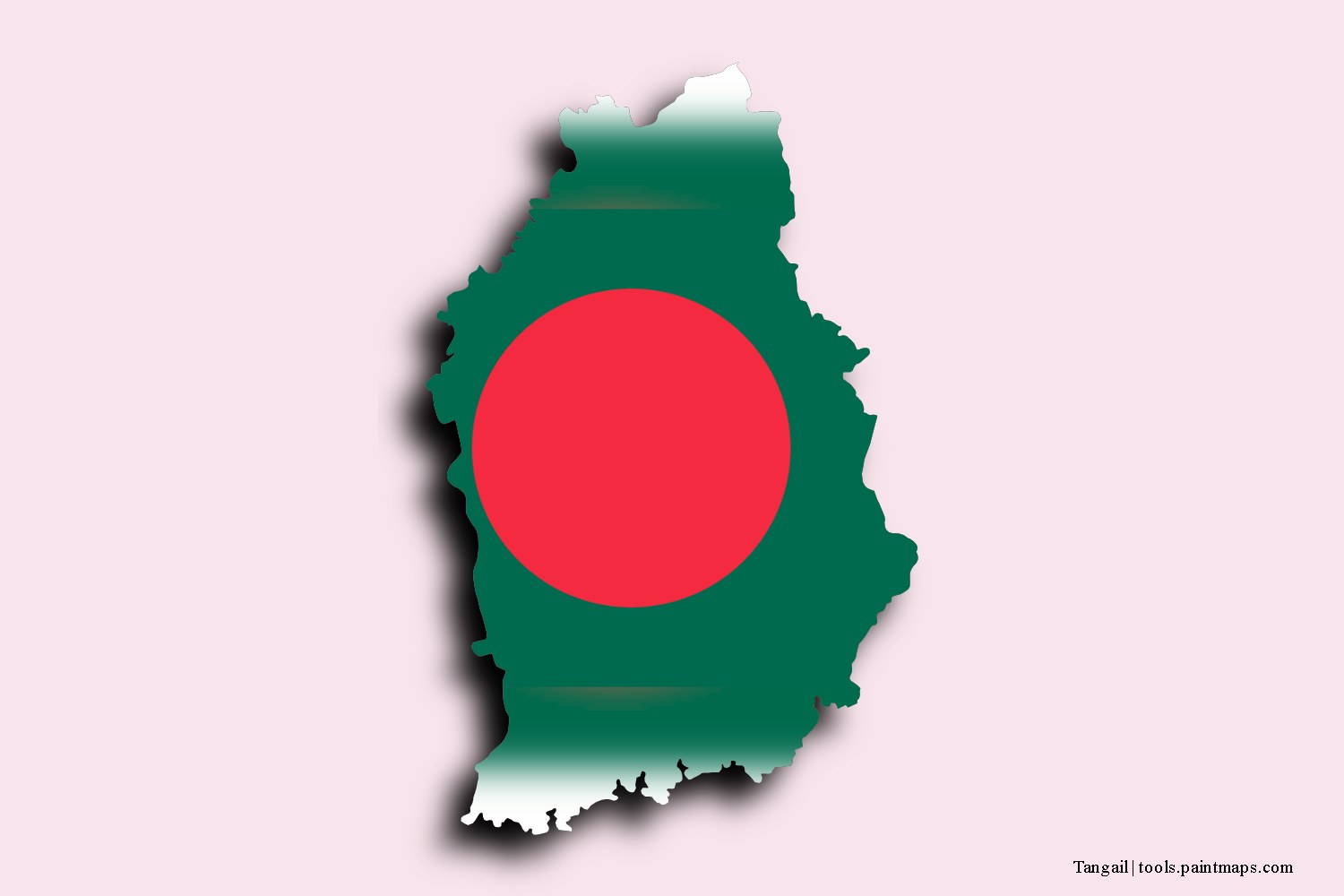 flag map of Tangail with 3D shadow effect