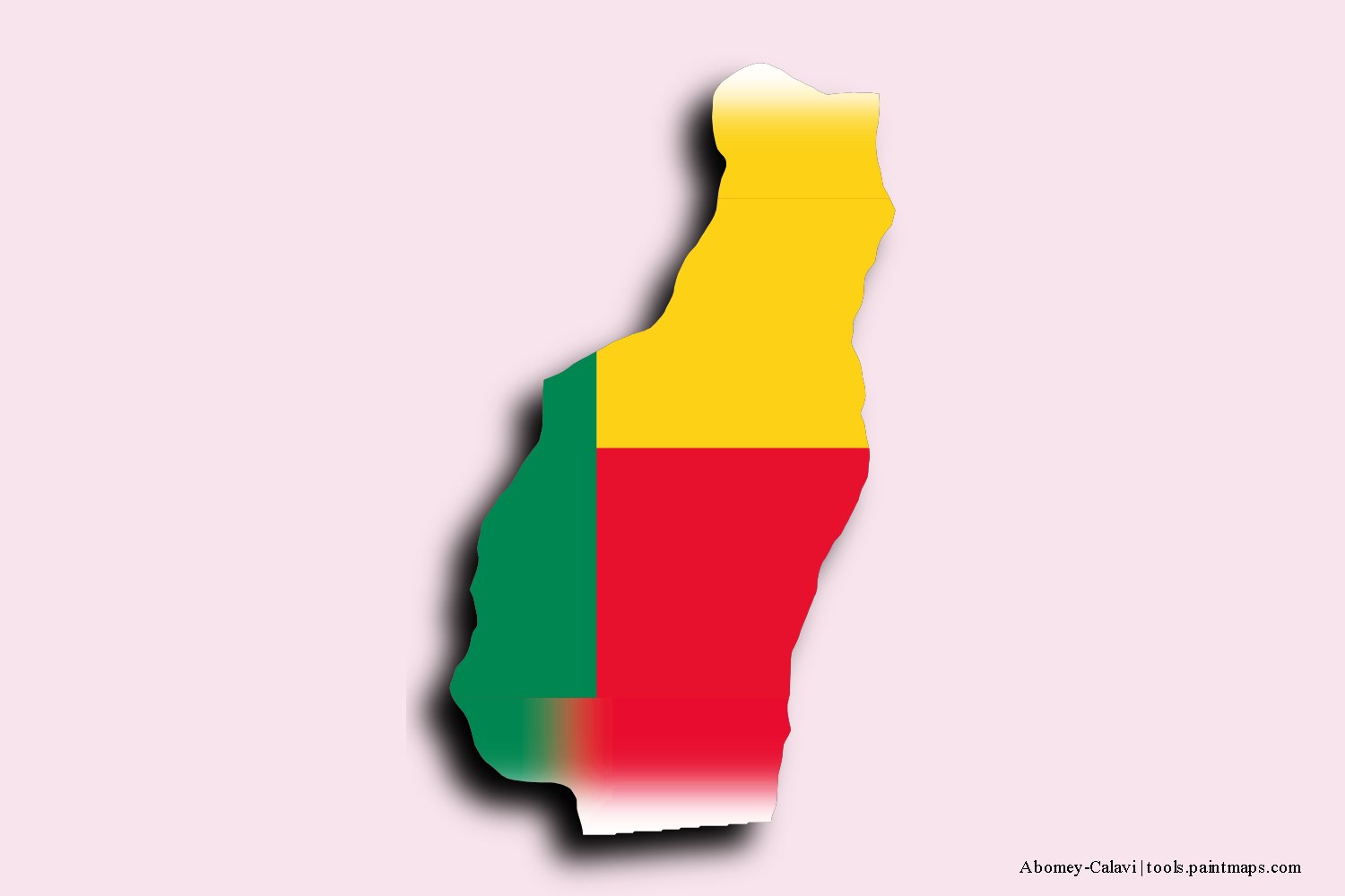 flag map of Abomey-Calavi with 3D shadow effect