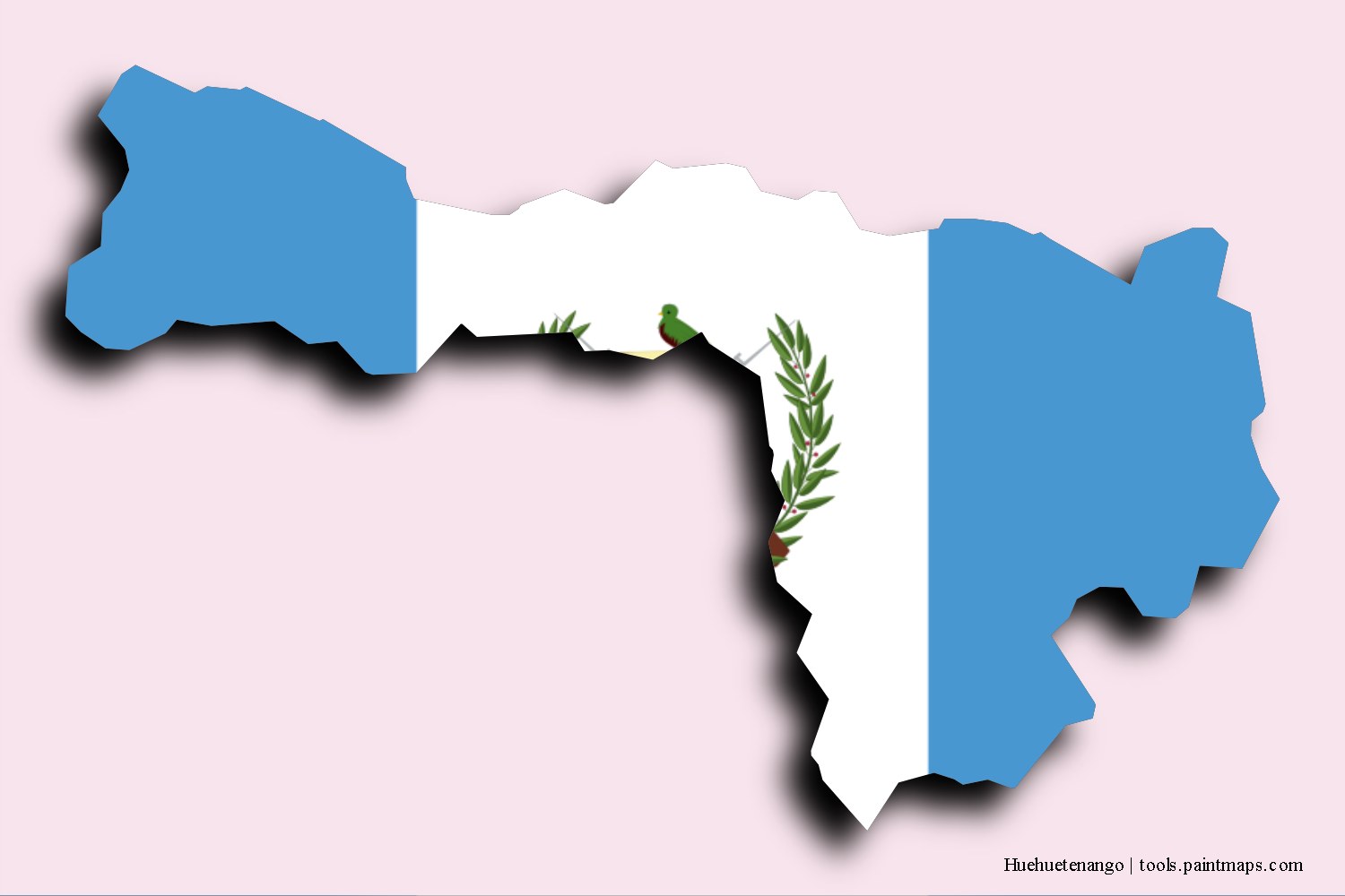 flag map of Huehuetenango with 3D shadow effect