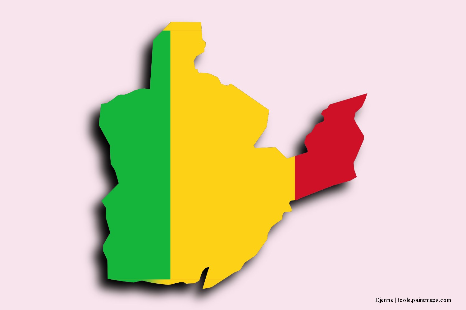 Mapa de la bandera de Djenne con efecto de sombra 3D