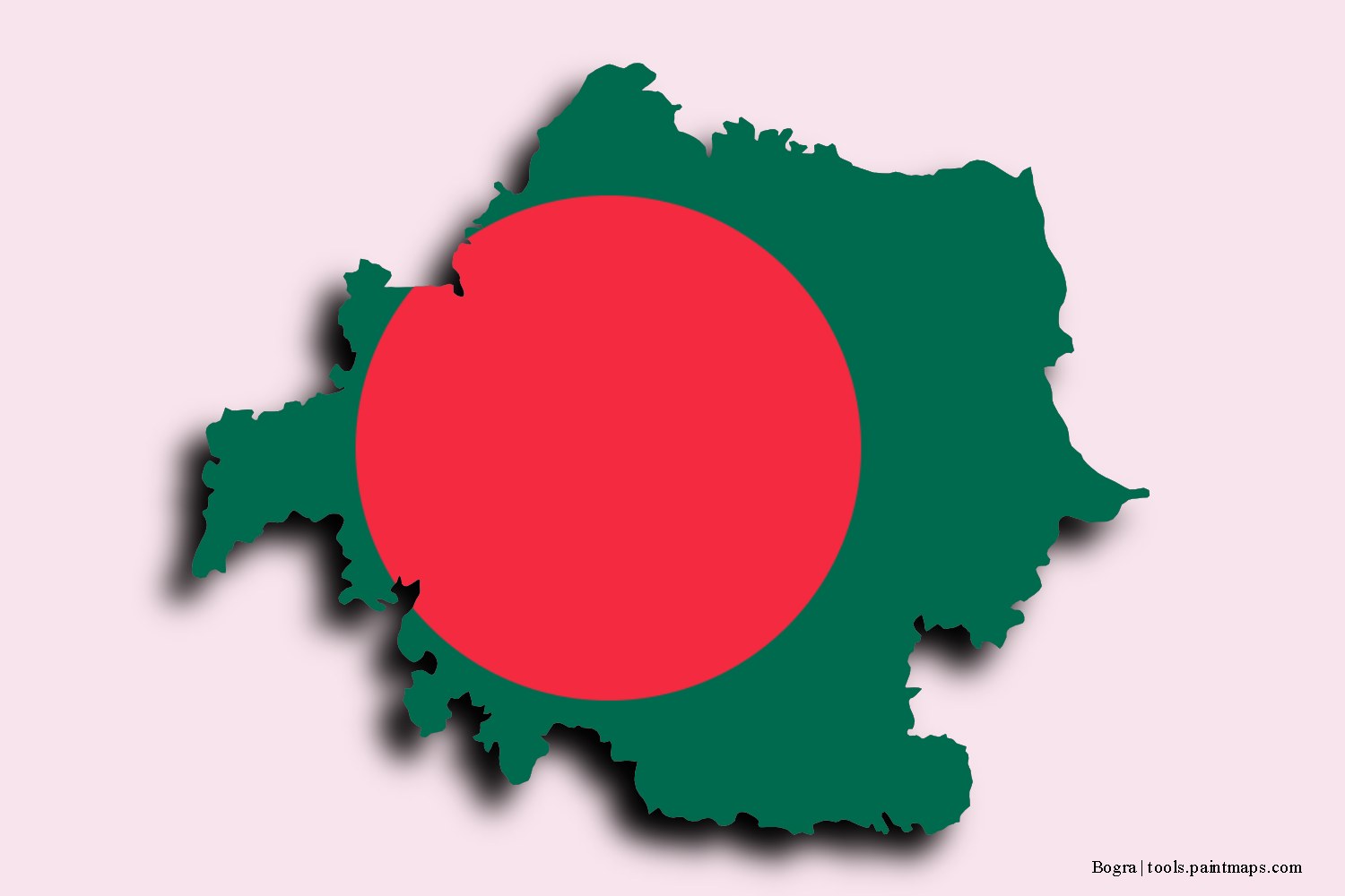 flag map of Bogra with 3D shadow effect