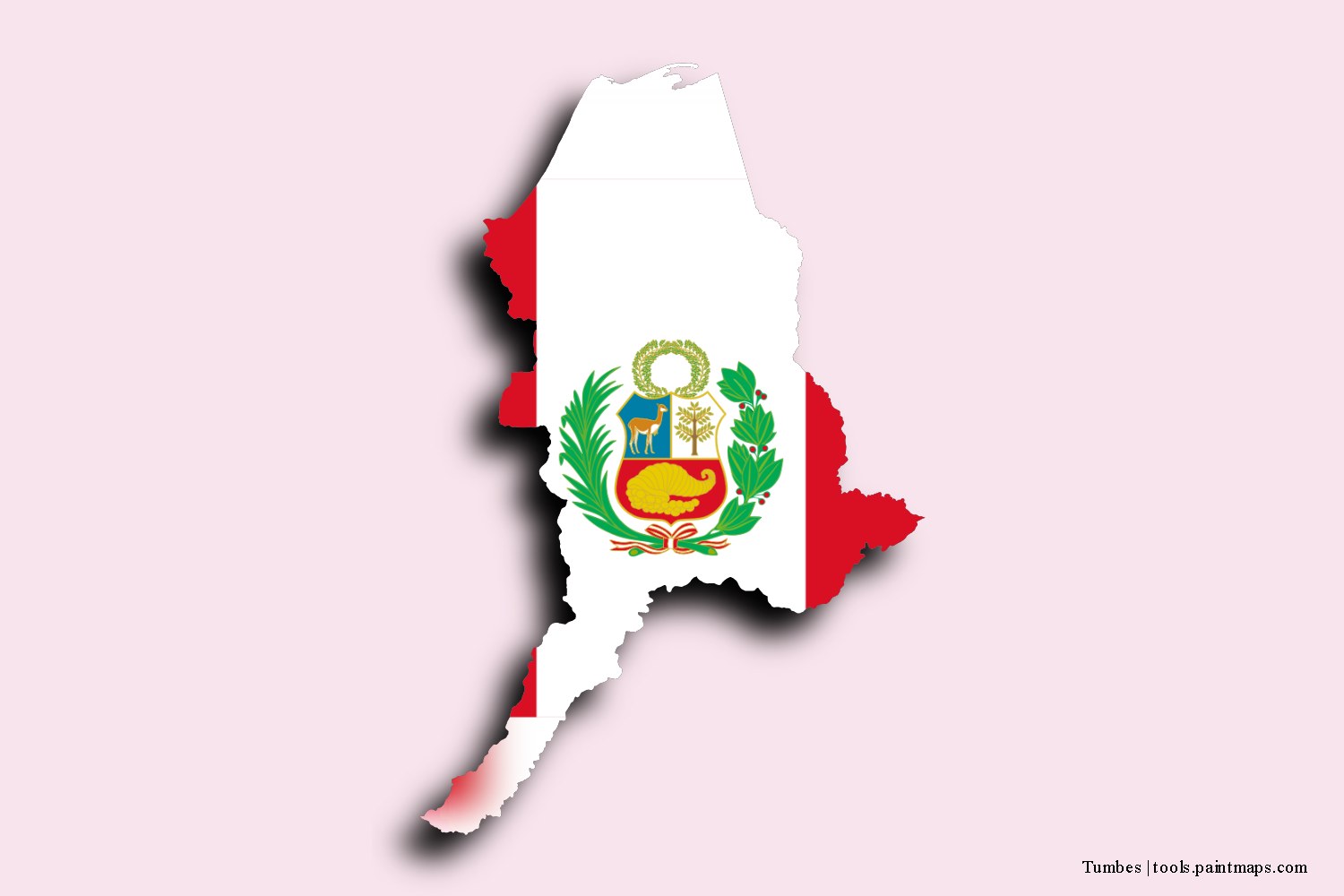 flag map of Tumbes with 3D shadow effect