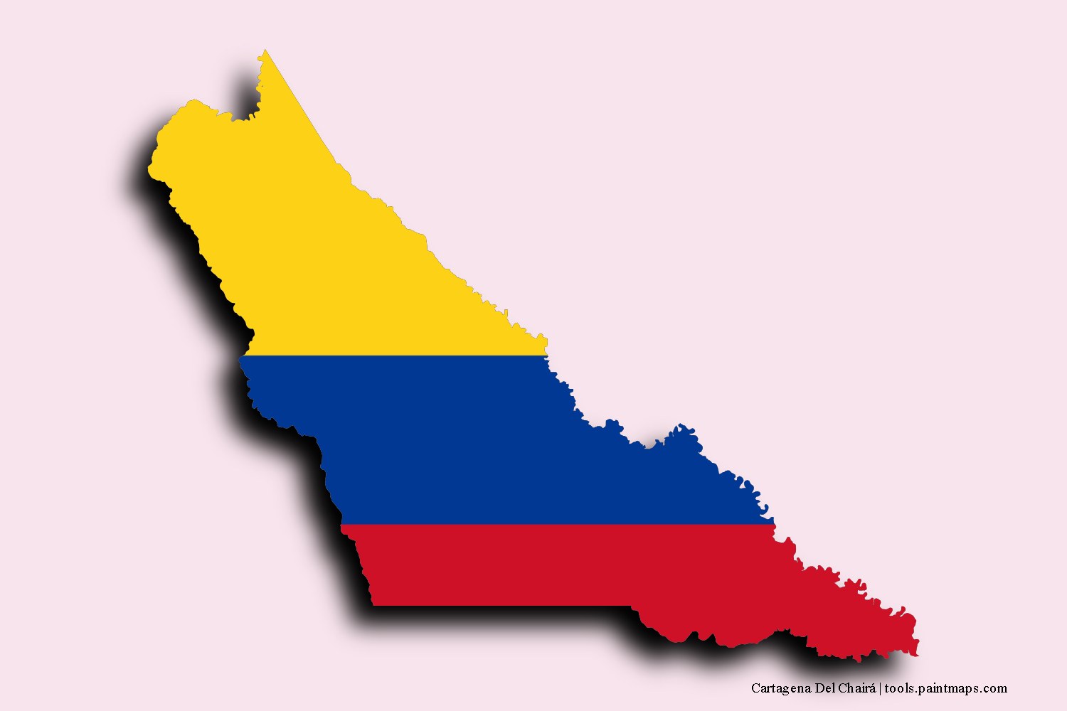 flag map of Cartagena Del Chairá with 3D shadow effect