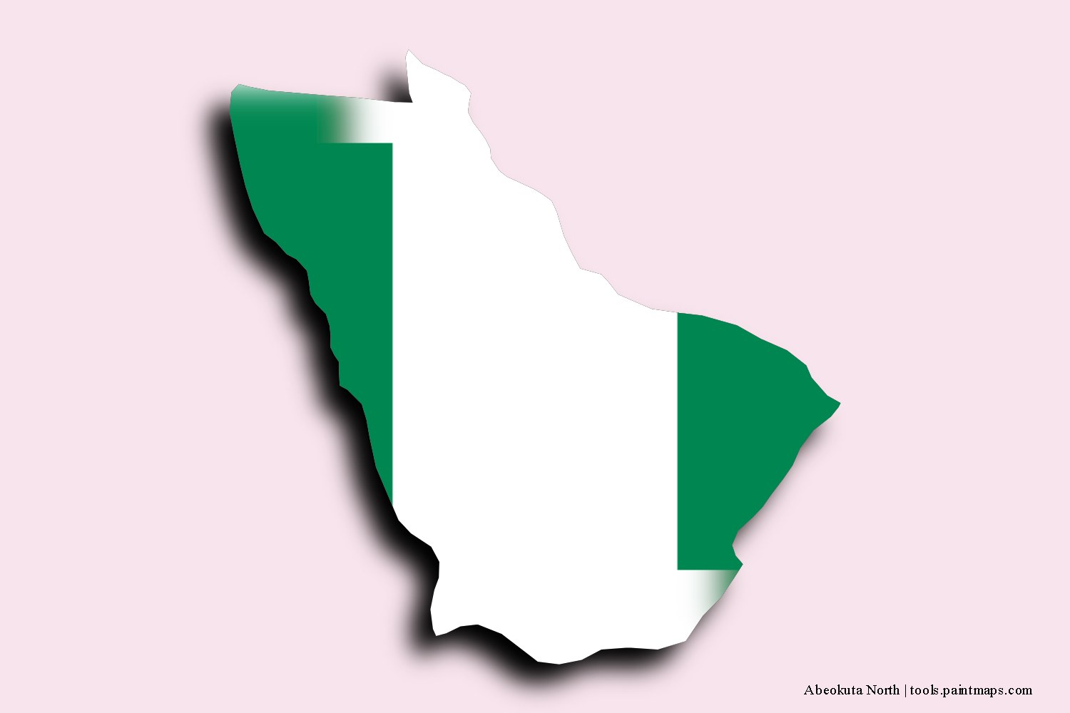 flag map of Abeokuta North with 3D shadow effect