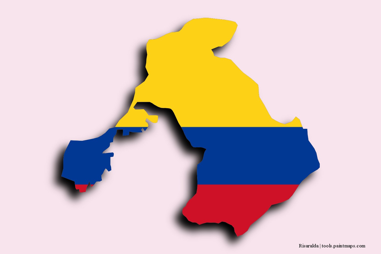 Mapa de la bandera de Risaralda con efecto de sombra 3D