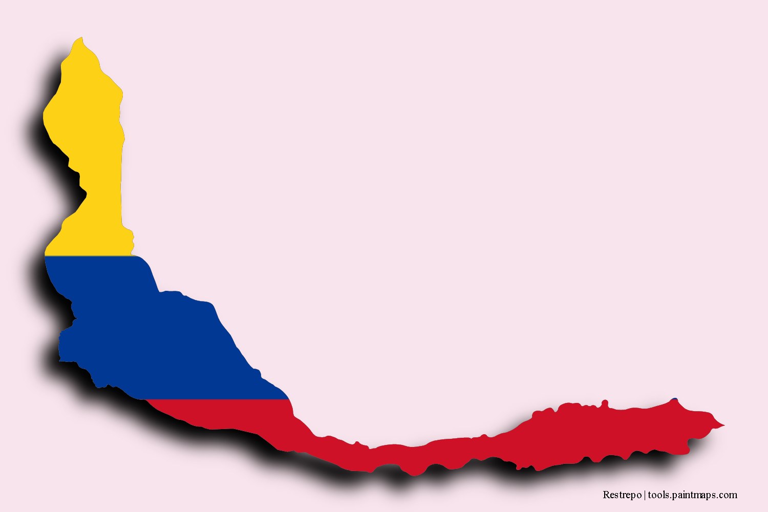 Mapa de la bandera de Restrepo con efecto de sombra 3D