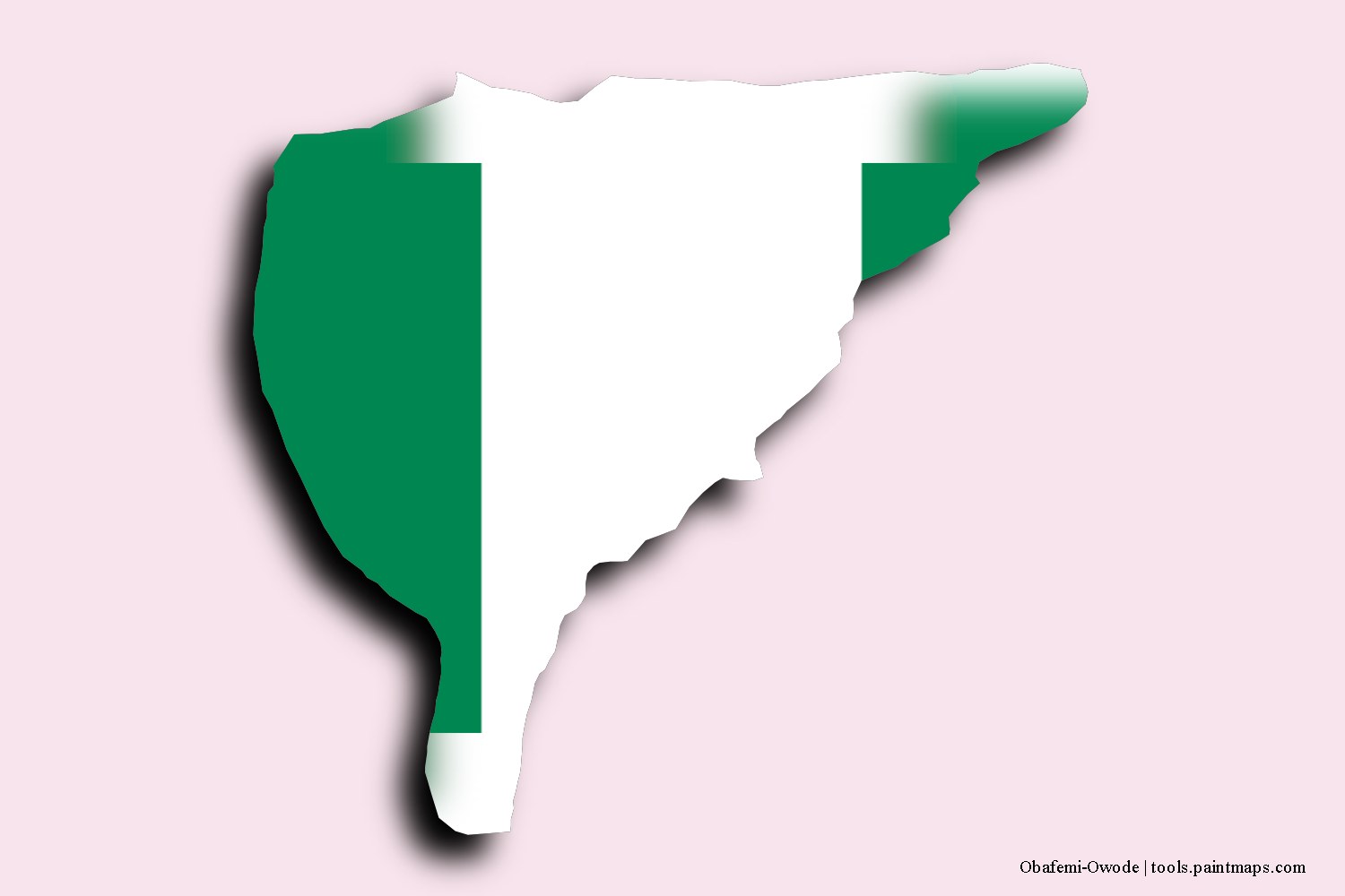 flag map of Obafemi-Owode with 3D shadow effect